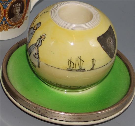 Royal Doulton silver mounted match strike / ashtray